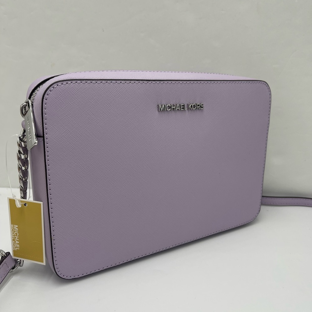 MICHAEL KORS Jet Set Large Saffiano Leather EW Crossbody Bag
Light Quartz 
NWT